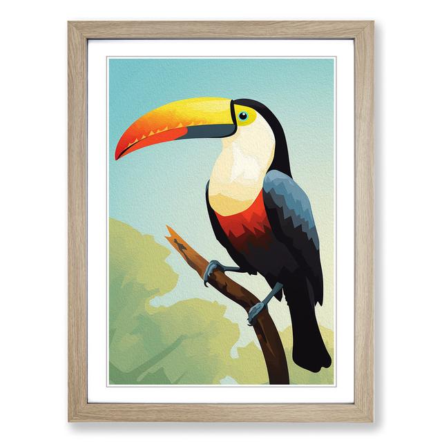 Toucan Minimalism - Single Picture Frame Art Prints on Wood 17 Stories Size: 46cm H x 34cm W x 2cm D, Frame Colour: Oak on Productcaster.