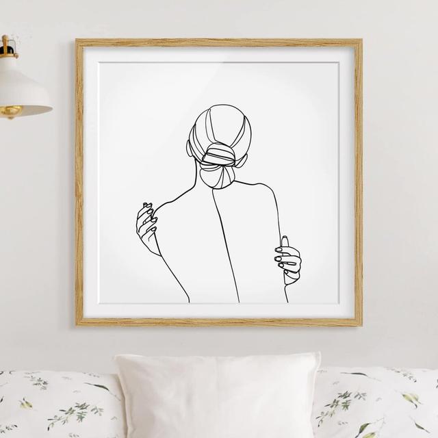 Line Art Woman Back - Picture Frame Graphic Art Metro Lane Size: 50cm H x 50cm W x 2cm D, Format: Brown, Matte Colour: White on Productcaster.