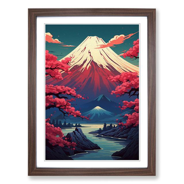 Mount Fuji Deco - Single Picture Frame Art Prints on Wood Alpen Home Frame Colour: Walnut , Size: 64cm H x 46cm W x 2cm D on Productcaster.