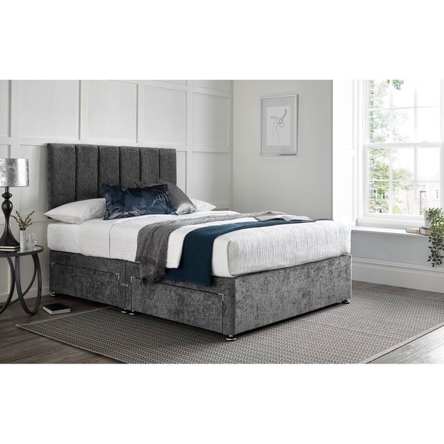 Varberg Divan Bed with 24" Headboard on Struts Wayfair Sleep Colour: Charcoal, Size: 180 x 200cm, Storage Type: No Drawers on Productcaster.