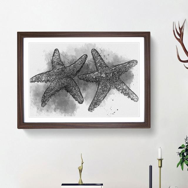 Two Starfish in Abstract - Picture Frame Graphic Art Print East Urban Home Size: 48cm H x 65cm W x 2cm D, Frame Option: Walnut Framed on Productcaster.