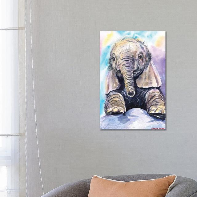 Happy Baby Elephant by George Dyachenko - Wrapped Canvas Print Latitude Vive Size: 66.04cm H x 45.72cm W x 1.9cm D on Productcaster.