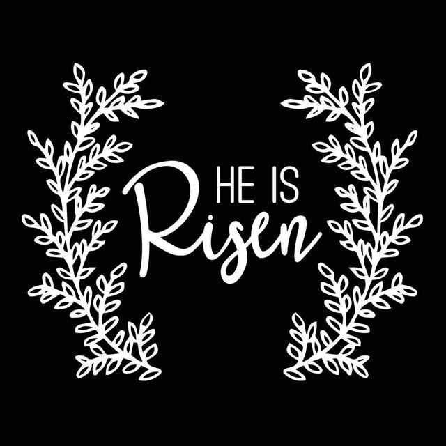 He Is Risen - Wrapped Canvas Typography Happy Larry Size: 122cm H x 122cm W on Productcaster.