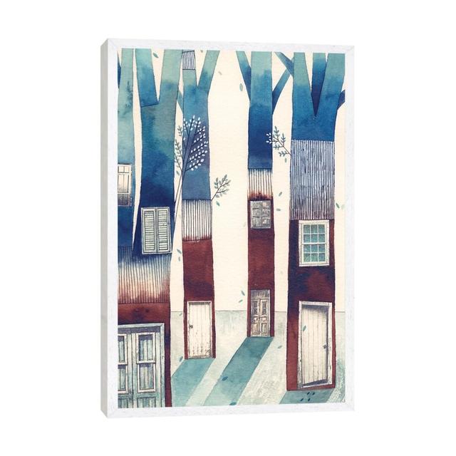 Tree House by Gemma Capdevila - Painting on Canvas East Urban Home Format: White Floater Framed, Size: 66.04cm H x 45.72cm W x 3.81cm D on Productcaster.