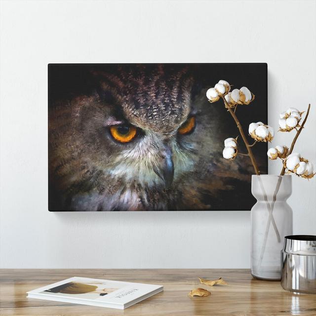 A Great Horned Owl - Wrapped Canvas Painting East Urban Home Size: 50cm H x 76cm W x 3cm D on Productcaster.