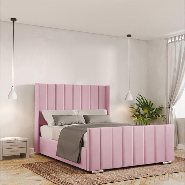 Adeleke Upholstered Storage Bed Fairmont Park Colour: Pink, Size: Small Double (4') on Productcaster.