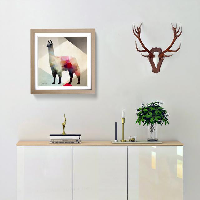 Llama Suprematism No.2 - Single Picture Frame Print on Wood World Menagerie Format: Oak on Productcaster.