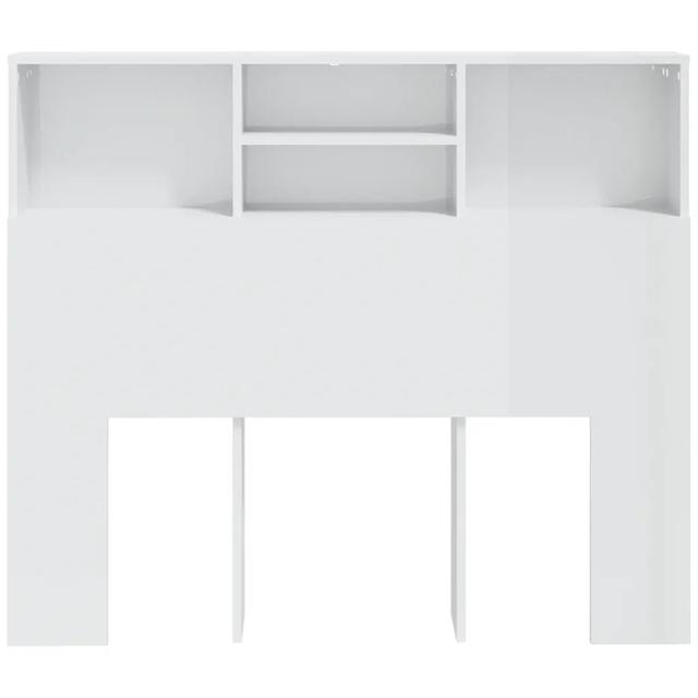 Headboard Cabinet Bedroom Home Indoor Bookcase 17 Stories Colour: High Gloss White, Size: Small Double (4') on Productcaster.