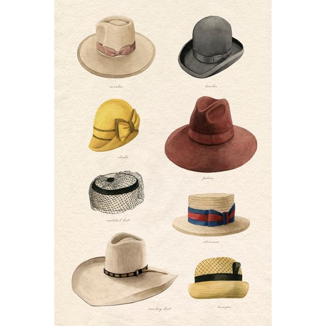 Vintage Hats II by Grace Popp - Wrapped Canvas Graphic Art Ebern Designs Size: 30cm H x 20cm W on Productcaster.