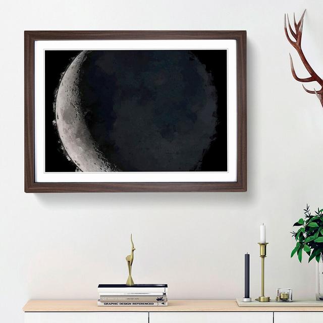 Crescent Moon Shadow in Abstract - Picture Frame Graphic Art Print East Urban Home Size: 62cm H x 87cm W x 2cm D, Frame Option: Walnut Framed on Productcaster.