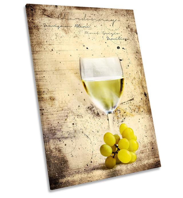 Wine Glass Grunge Kitchen Picture - Wrapped Canvas Art Prints Marlow Home Co. Size: 91.4cm H x 61cm W x 4cm D on Productcaster.