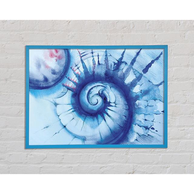 Blaue Spirale Muschel Gerahmter Druck Wandkunst House of Hampton Format: Poster mit blauem Rahmen, Größe: 21 cm H x 29,7 cm B x 2 cm T on Productcaster.