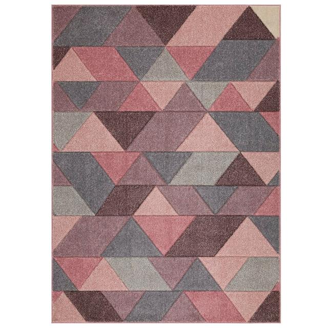 Jenner Geometric Machine Woven Brown/Grey/Pink Area Rug Wade Logan Rug Size: Rectangle 160 x 230cm on Productcaster.