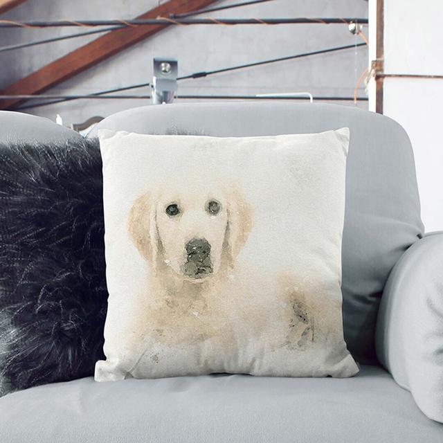 Golden Retriever Puppy in Abstract Cushion with Filling East Urban Home Size: 55 x 55 cm, Backing Colour: Beige/White/Black on Productcaster.