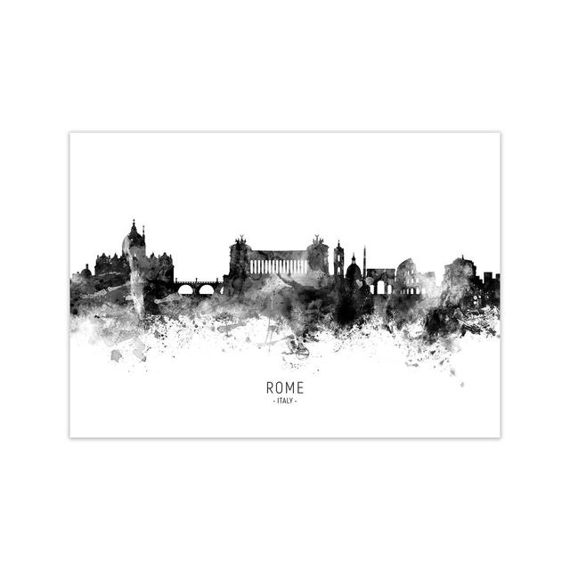 Rome Italy Skyline Black White City Name by Michael Tompsett - Graphic Art Print Latitude Run Size: 21cm H x 30cm W x 1cm D, Format: Unframed on Productcaster.