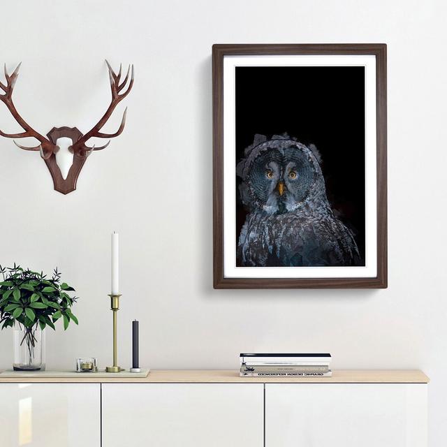 Great Grey Owl in Abstract - Picture Frame Graphic Art Print East Urban Home Frame Option: Walnut Framed, Size: 48cm H x 36cm W x 2cm D on Productcaster.