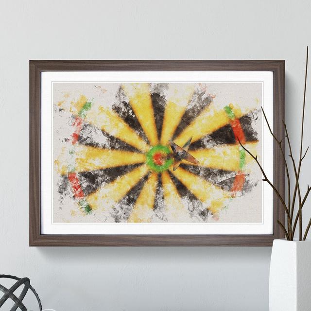 Bulls Eye Dartboard Watercolour - Picture Frame Graphic Art East Urban Home Frame Option: Walnut, Size: 65cm H x 90cm W x 2cm D on Productcaster.