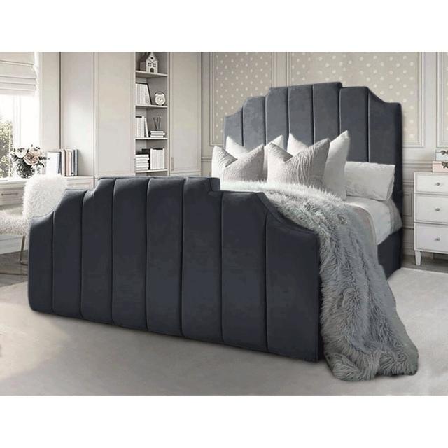 Tyrion Upholstered Bed Frame Etta Avenue Size: Single (3'), Colour: Asphalt on Productcaster.