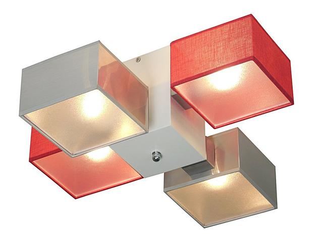 Miranda 4 light Semi Flush Mount Latitude Run Shade Colour: Silver/Red, translucent, Colour: Dark brown on Productcaster.