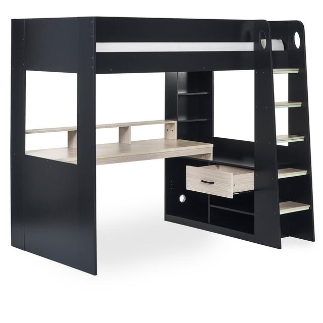 Sistine Rose Kids Single (3') Loft Bed Harriet Bee Colour (Bed Frame): Black/Pale Wood on Productcaster.