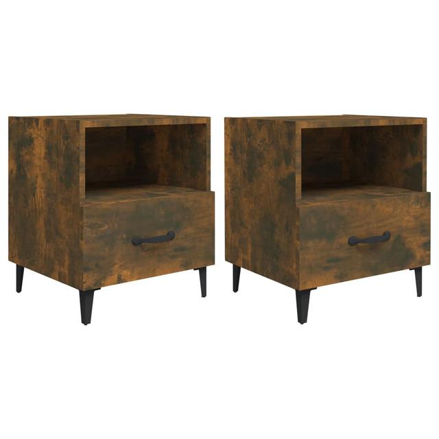 Jasier 1 Drawer Bedside Table (Set of 2) 17 Stories Colour: Smoked Oak on Productcaster.