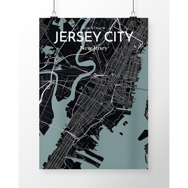 Jersey City Map - Unframed Graphic Art Print on Paper East Urban Home Size: 43.2cm H x 27.9cm W x 0.13cm D on Productcaster.