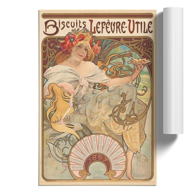 Biscuits Lefevre by Alphonse Mucha - No Frame Painting East Urban Home Size: 30cm H x 21cm W x 0.1cm D on Productcaster.