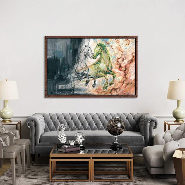 Two Horses by Melani Pyke - Gallery-Wrapped Canvas Giclée on Canvas Gracie Oaks Format: Classic Wood Floater Framed, Size: 101.6cm H x 152.4cm W x 3.8 on Productcaster.