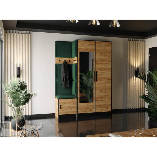 Amandajean 2 Door Wardrobe Latitude Run Finish: Natural/Green on Productcaster.