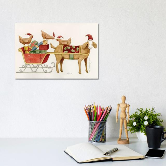 Goat With Cart Of Chicken Gifts by Teresa Kogut - Gallery-Wrapped Canvas Giclée on Canvas The Seasonal Aisle Size: 20.32cm H x 30.48cm W x 1.91cm D, F on Productcaster.