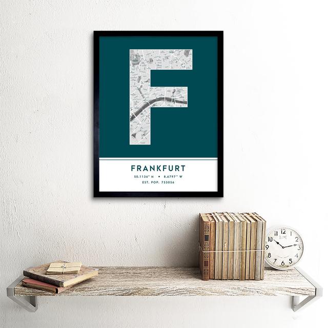 Frankfurt City Map Frankfurt Teal - Single Picture Frame Typography Wee Blue Coo on Productcaster.