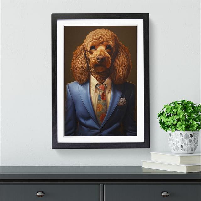 Poodle in a Suit Painting Happy Larry Size: 64cm H x 46cm W x 2cm D, Frame Colour: Black on Productcaster.