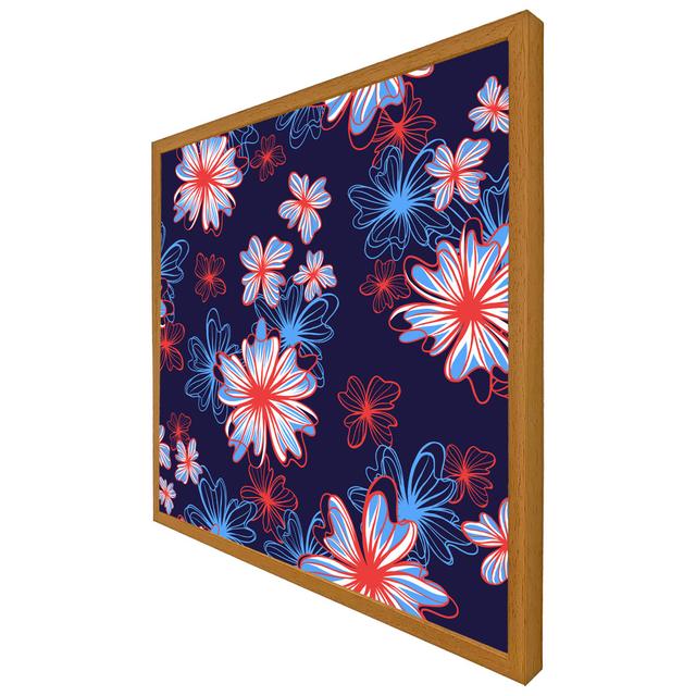 Gerton Red, White & Blue Flower Print - Single Picture Frame Art Prints ClassicLiving Size: 41cm H x 41cm W x 4cm D, Frame Colour: Oak Framed on Productcaster.