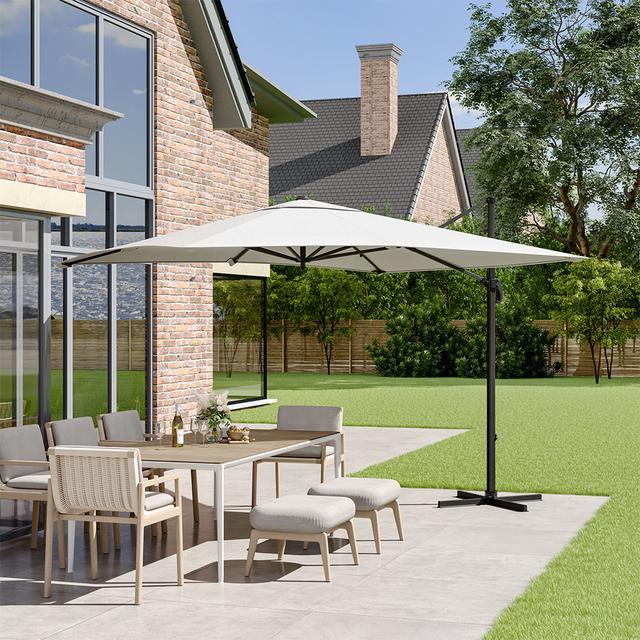 Aaron-Matthew 3m Square Cantilever Parasol Sol 27 Outdoor Canopy Colour: Light Grey on Productcaster.