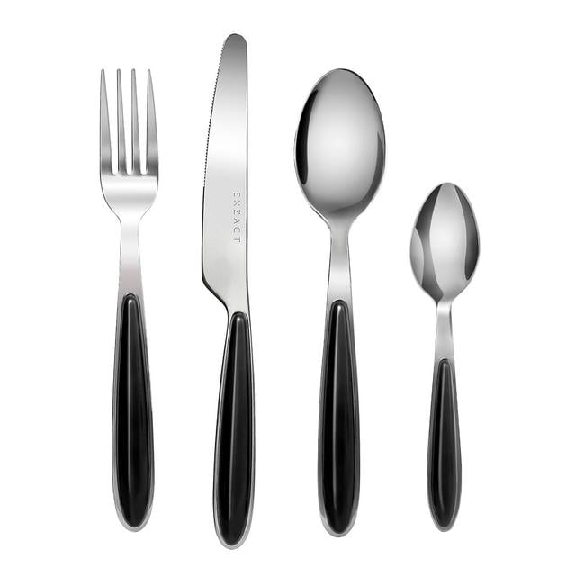 Cutlery 24 Piece Cutlery Set, Service for 6 Exzact Colour: Black on Productcaster.