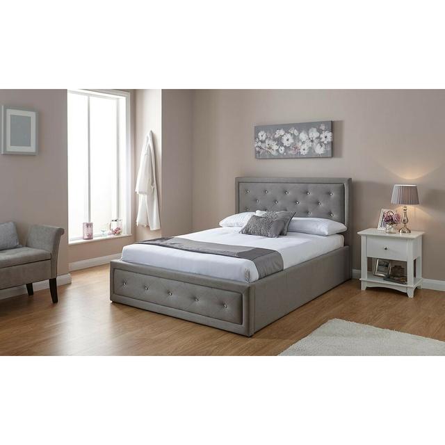 Hollywood Crushed Velvet Upholstered Ottoman Bed Mercer41 Size: Double (4'6), Colour: Grey on Productcaster.