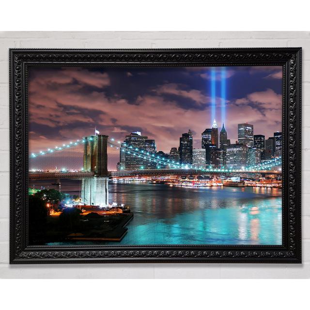 Stunning City Lights Over The Brooklyn Bridge - Single Picture Frame Art Prints Ebern Designs Size: 21cm H x 29.7cm W on Productcaster.