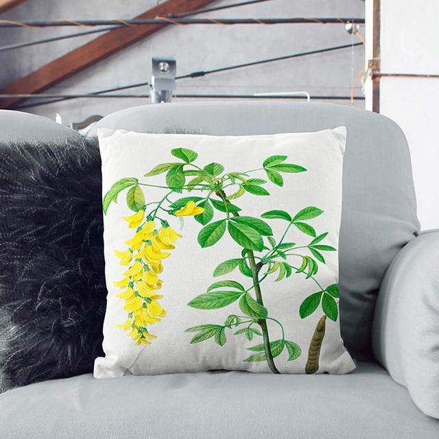 Laburnum Flowers by Pierre-Joseph Redoute Cushion with Filling East Urban Home Backing Colour: Black, Size: 40cm H x 40cm W x 15cm D on Productcaster.