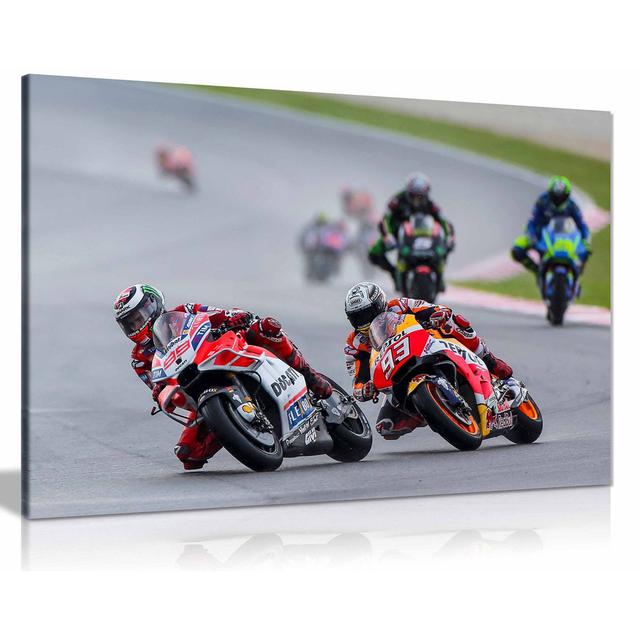 Jorge Lorenzo & Marc Marquez Moto GP Canvas Wall Art Picture Print Home Decor 17 Stories Size: 61cm H x 41cm W on Productcaster.