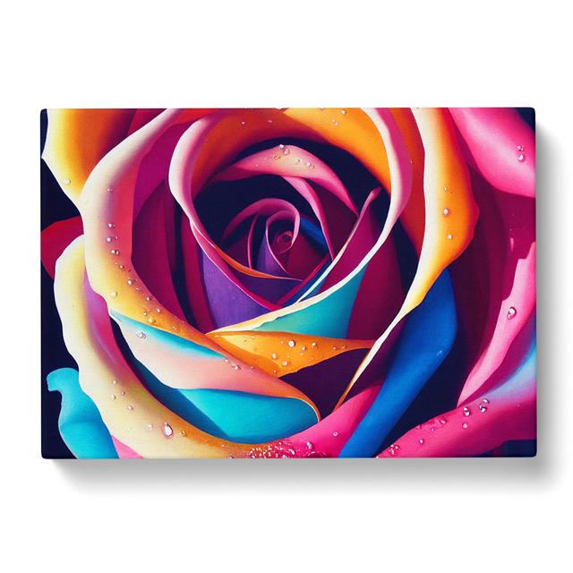 Colourful Rose Flower Vol.5 - Wrapped Canvas Graphic Art Marlow Home Co. Size: 35cm H x 50cm W x 3cm D on Productcaster.