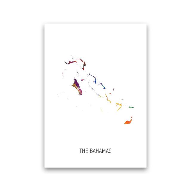 The Bahamas Watercolour Map by Michael Tompsett - Graphic Art Print Latitude Run Size: 84cm H x 60cm W x 1cm D, Format: Unframed on Productcaster.