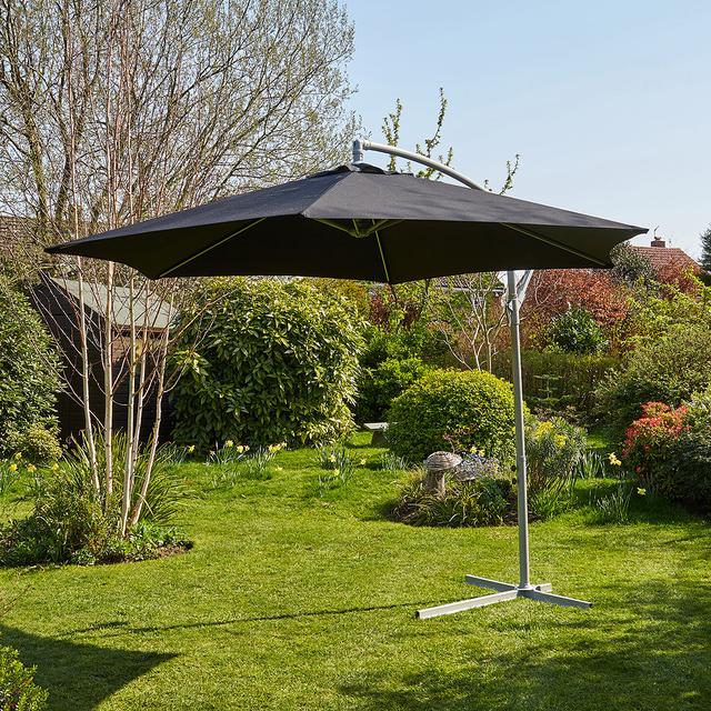 Gozo Aluminium 3m Overhanging Cantilever Vented Parasol Freeport Park Fabric Colour: Black on Productcaster.