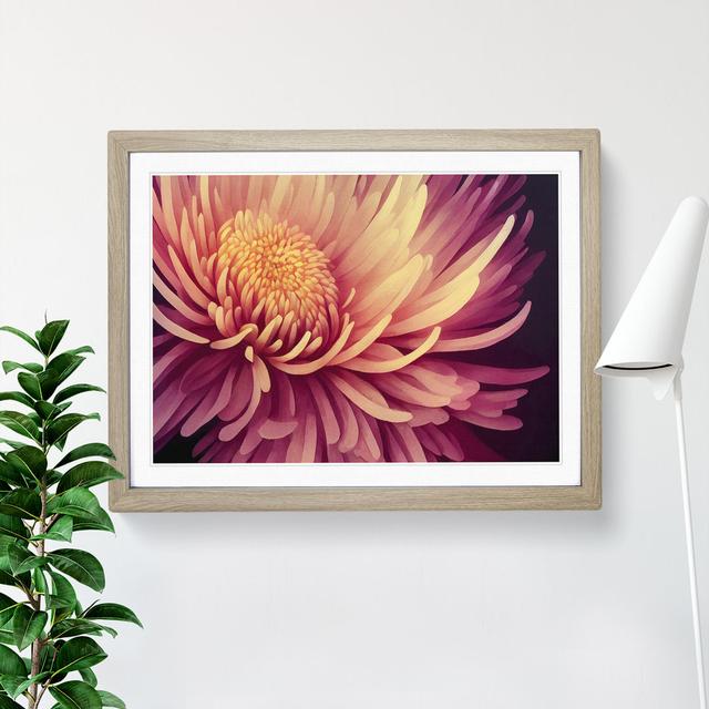 Contemporary Chrysanthemum Flower - Picture Frame Graphic Art Latitude Run Size: 46cm H x 64cm W x 2cm D, Frame Colour: Oak on Productcaster.