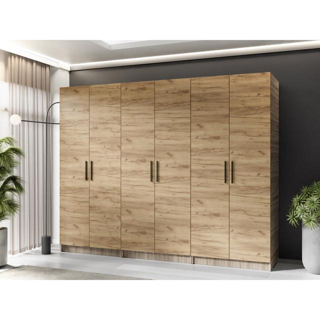 Nisean 6 Door Wardrobe 17 Stories Finish: Sonoma/Oak Craft Gold on Productcaster.