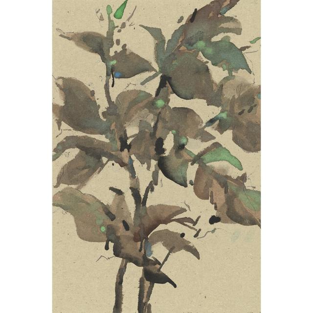 Leaves on Taupe I by Samuel Dixon - Wrapped Canvas Painting Rosalind Wheeler Size: 122cm H x 81cm W x 3.8cm D on Productcaster.