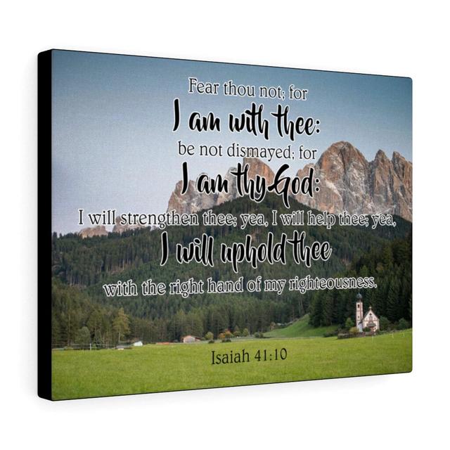 I Am with Thee Isaiah 41:10 - Wrapped Canvas Typography Blue Elephant Size: 61cm H x 76cm W on Productcaster.