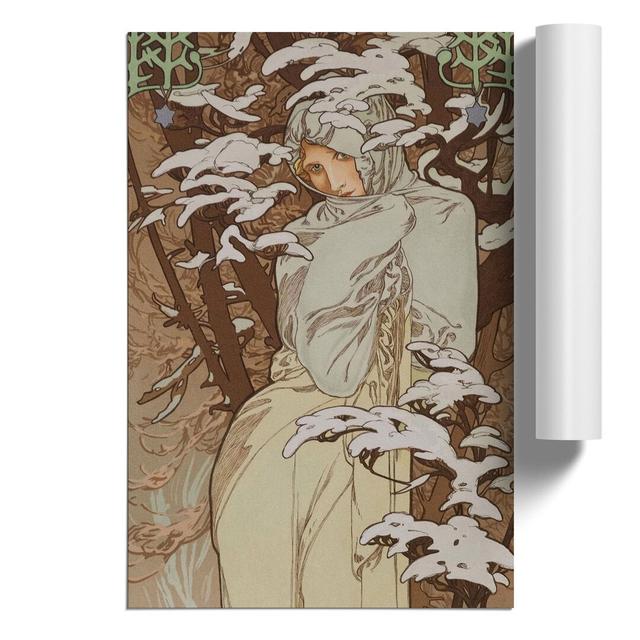 4386_Winter By Alphonse Mucha East Urban Home Size: 30cm H x 21cm W x 0.1cm D on Productcaster.