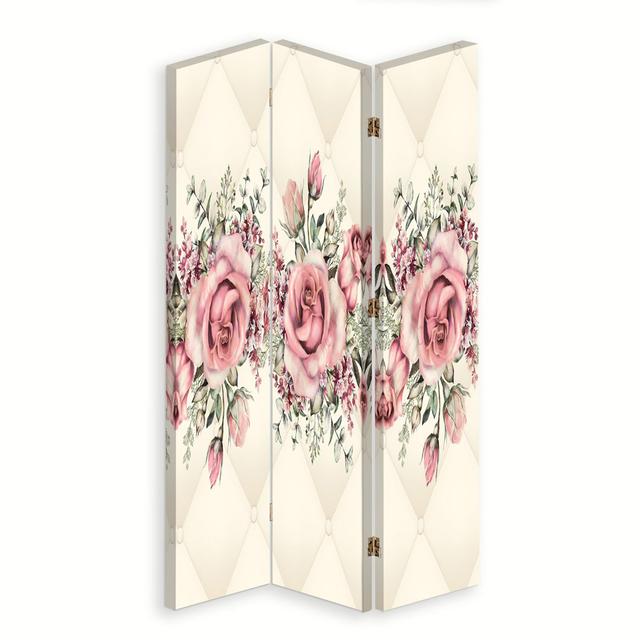 Room Divider Double-Sided Rotatable, Blooming Roses East Urban Home Size: 170cm H x 110cm W x 3cm D on Productcaster.