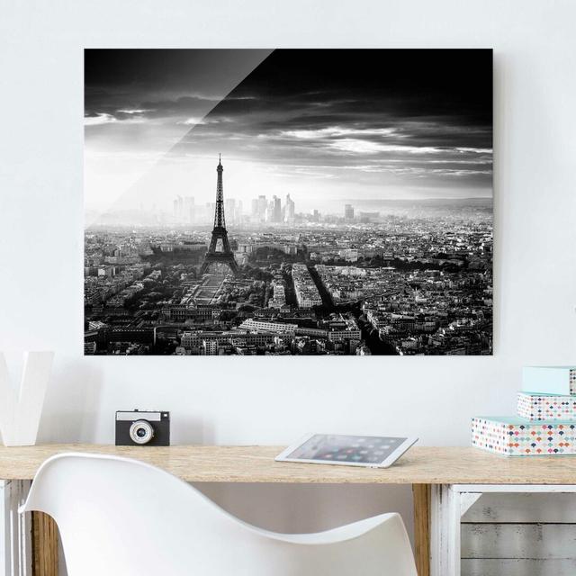 Glasbild The Eiffel Tower from the Top East Urban Home Blinde Größe: 60 cm H x 80 cm B on Productcaster.