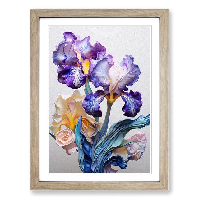 Iris Flower Neo-Plasticism No.2 - Print Marlow Home Co. Size: 34cm H x 25cm W x 2cm D, Format: Oak on Productcaster.